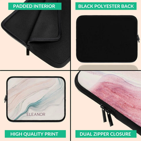 Nude Marble Custom Name Laptop Sleeve